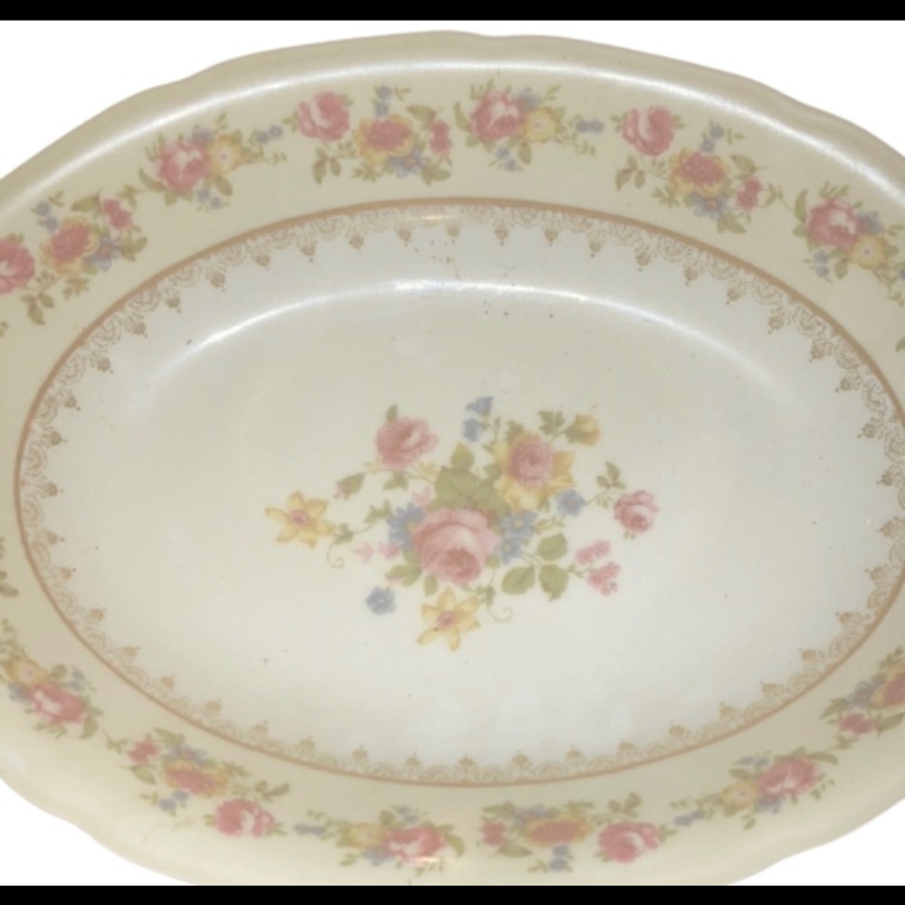 Gold Castle Serving Bowl Floral Vintage